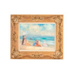Signed Original Impressionist Oil Painting of Beach Scene