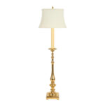 Brass Candlestick Floor Lamp with Ivory Shade