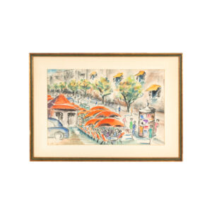 Signed Original Watercolor Street Scene