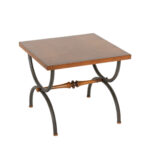 Vintage TOMLINSON Walnut Accent Table on Iron Base