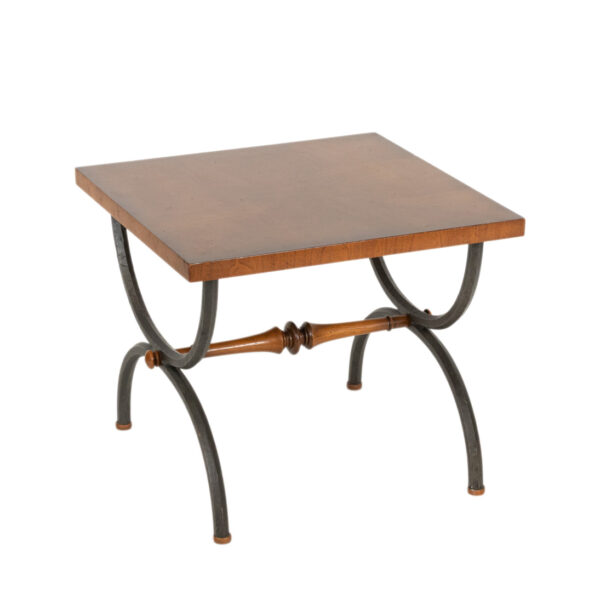 Vintage TOMLINSON Walnut Accent Table on Iron Base - Image 1