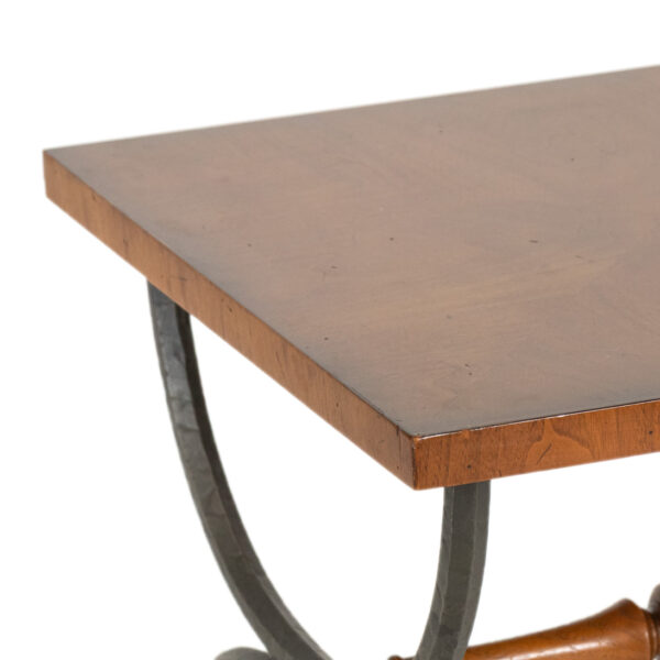 Vintage TOMLINSON Walnut Accent Table on Iron Base - Image 2