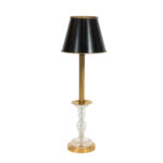WATERFORD Brass and Crystal Candlestick Lamp with Black Shade