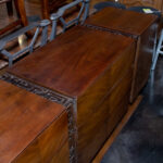 Vintage UNITED FURNITURE Mid Century Modern Walnut Tiki Brutalist Dresser - Image 3