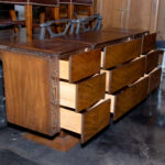 Vintage UNITED FURNITURE Mid Century Modern Walnut Tiki Brutalist Dresser - Image 6