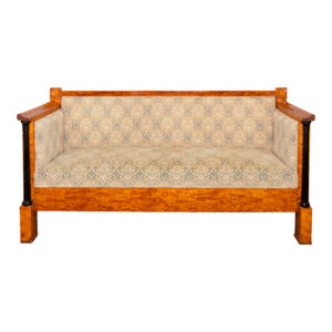 Vintage Bierdermeier Sofa with Green and Gold Foliate Upholstery