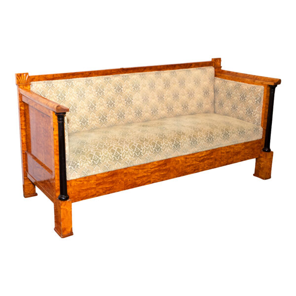 Vintage Bierdermeier Sofa with Green and Gold Foliate Upholstery - Image 2