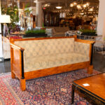 Vintage Bierdermeier Sofa with Green and Gold Foliate Upholstery - Image 7