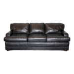 HENREDON Sofa in Black Leather Upholstery