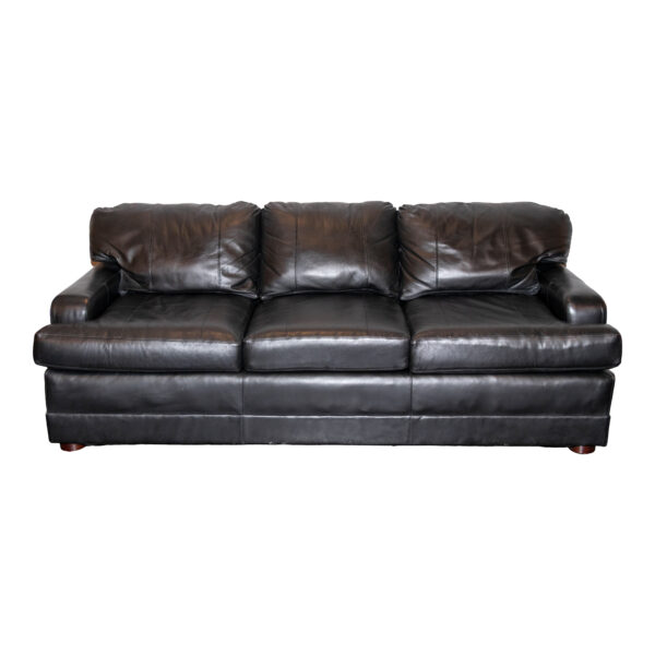 HENREDON Sofa in Black Leather Upholstery - Image 1