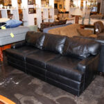 HENREDON Sofa in Black Leather Upholstery - Image 7