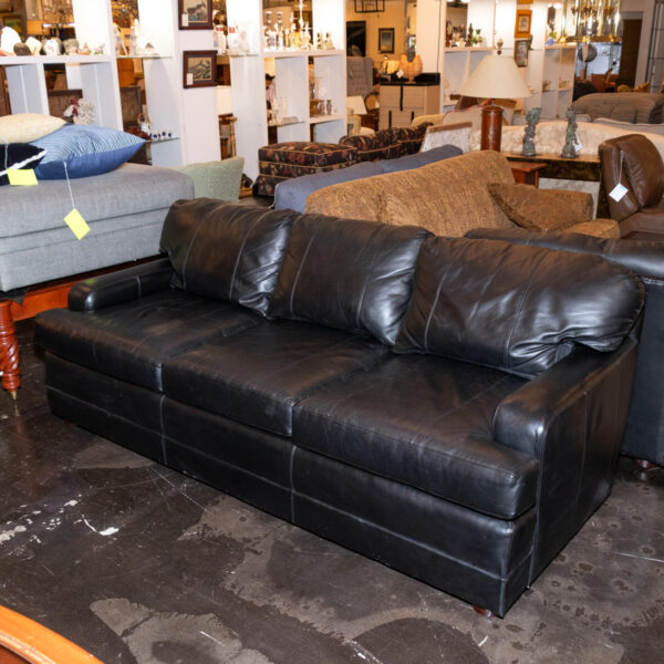 HENREDON Sofa in Black Leather Upholstery - Image 7