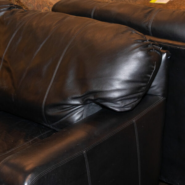 HENREDON Sofa in Black Leather Upholstery - Image 3