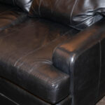 HENREDON Sofa in Black Leather Upholstery - Image 4