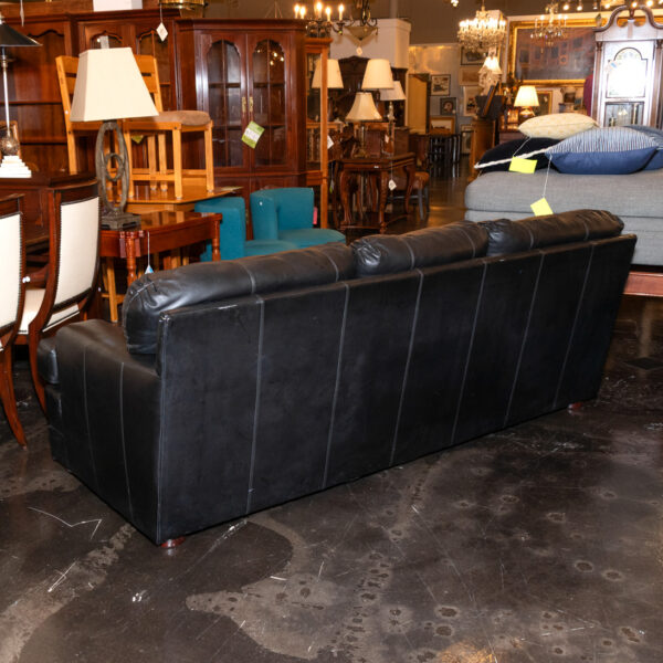 HENREDON Sofa in Black Leather Upholstery - Image 8