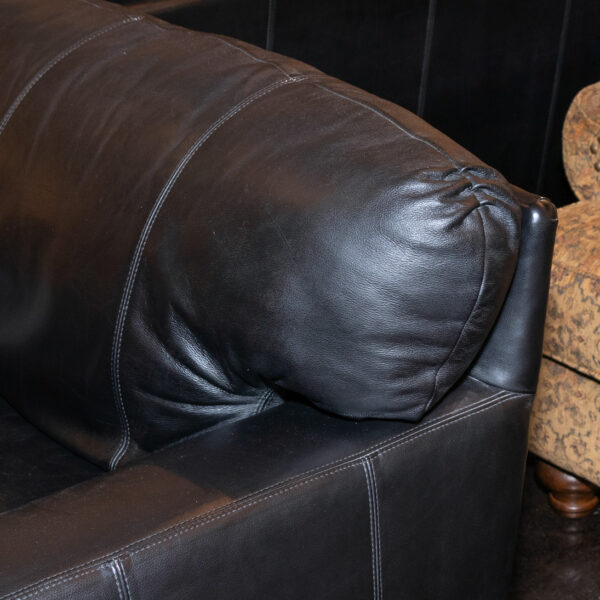 HENREDON Club Chair in Black Leather Upholstery - Image 3