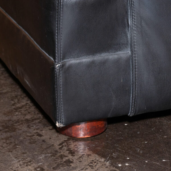 HENREDON Club Chair in Black Leather Upholstery - Image 5