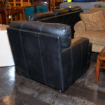 HENREDON Club Chair in Black Leather Upholstery - Image 7
