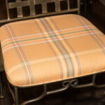 Square Tile Top Dining Table with Four Grid Back Iron Chairs - Image 5