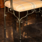 Square Tile Top Dining Table with Four Grid Back Iron Chairs - Image 6