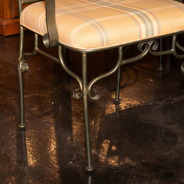 Square Tile Top Dining Table with Four Grid Back Iron Chairs - Image 6