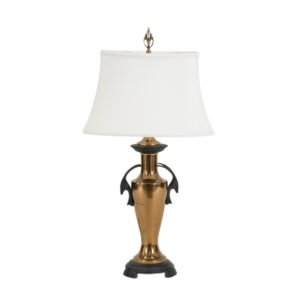 Vintage REMBRANDT CO. Black and Gold Lamp with Ram Head Handles