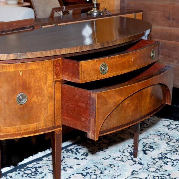 Antique Federal Style Inlaid Mahogany and Satinwood Demilune Sideboard - Image 6