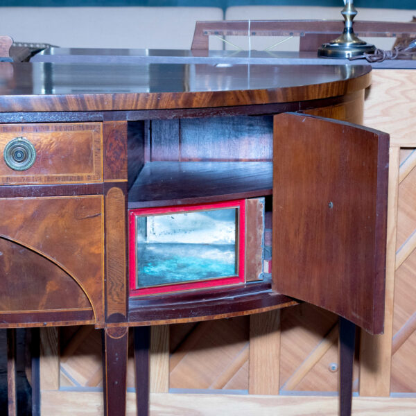 Antique Federal Style Inlaid Mahogany and Satinwood Demilune Sideboard - Image 7