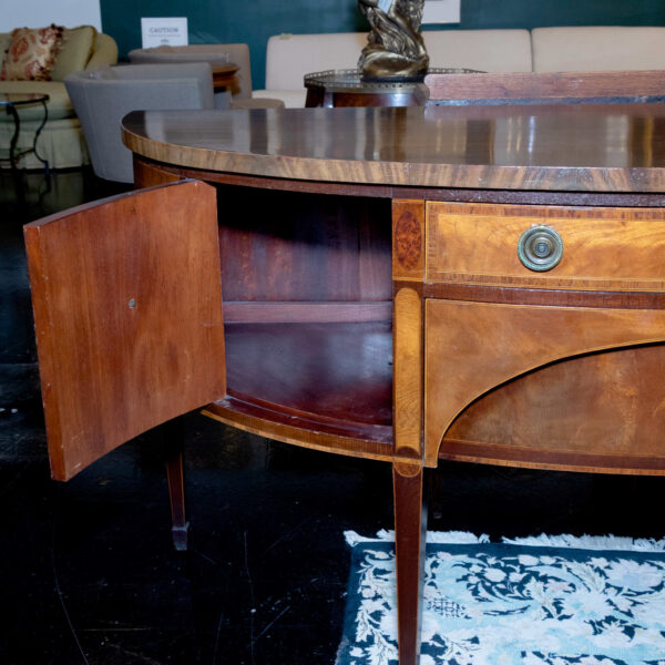 Antique Federal Style Inlaid Mahogany and Satinwood Demilune Sideboard - Image 3