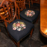 Vintage Duncan Phyfe Style Dining Table with 5 Needlepoint Upholstered Chairs - Image 8