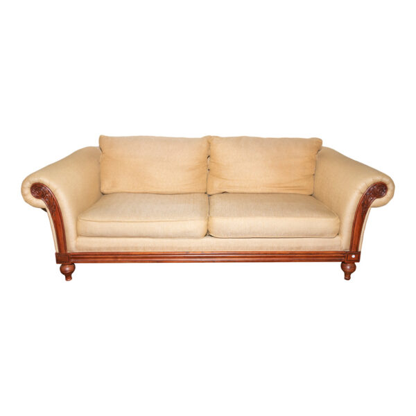 ETHAN ALLEN Wood Framed Sofa in Neutral Upholstery - Image 1