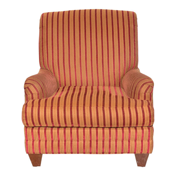 ETHAN ALLEN Accent Chair in Red and Gold Striped Upholstery - Image 1