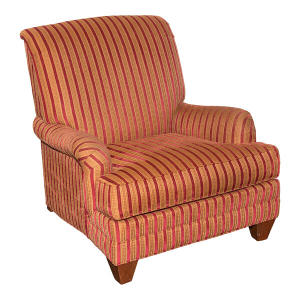 ETHAN ALLEN Accent Chair in Red and Gold Striped Upholstery - Image 2