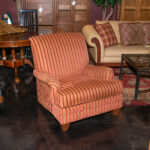 ETHAN ALLEN Accent Chair in Red and Gold Striped Upholstery - Image 6