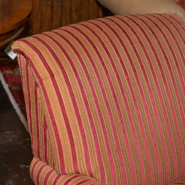ETHAN ALLEN Accent Chair in Red and Gold Striped Upholstery - Image 3