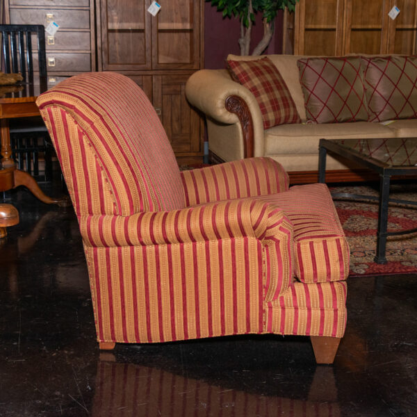 ETHAN ALLEN Accent Chair in Red and Gold Striped Upholstery - Image 7