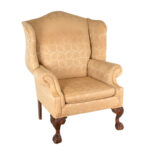 Wing Chair in Gold Silk Paisley Upholstery - Image 2