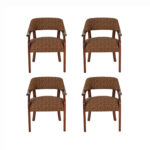 Set of 4 Wood Framed Game Table Chairs