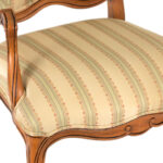 French Provincial Wood Framed Armchair with Striped Upholstery - Image 4