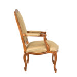 French Provincial Wood Framed Armchair with Striped Upholstery - Image 6