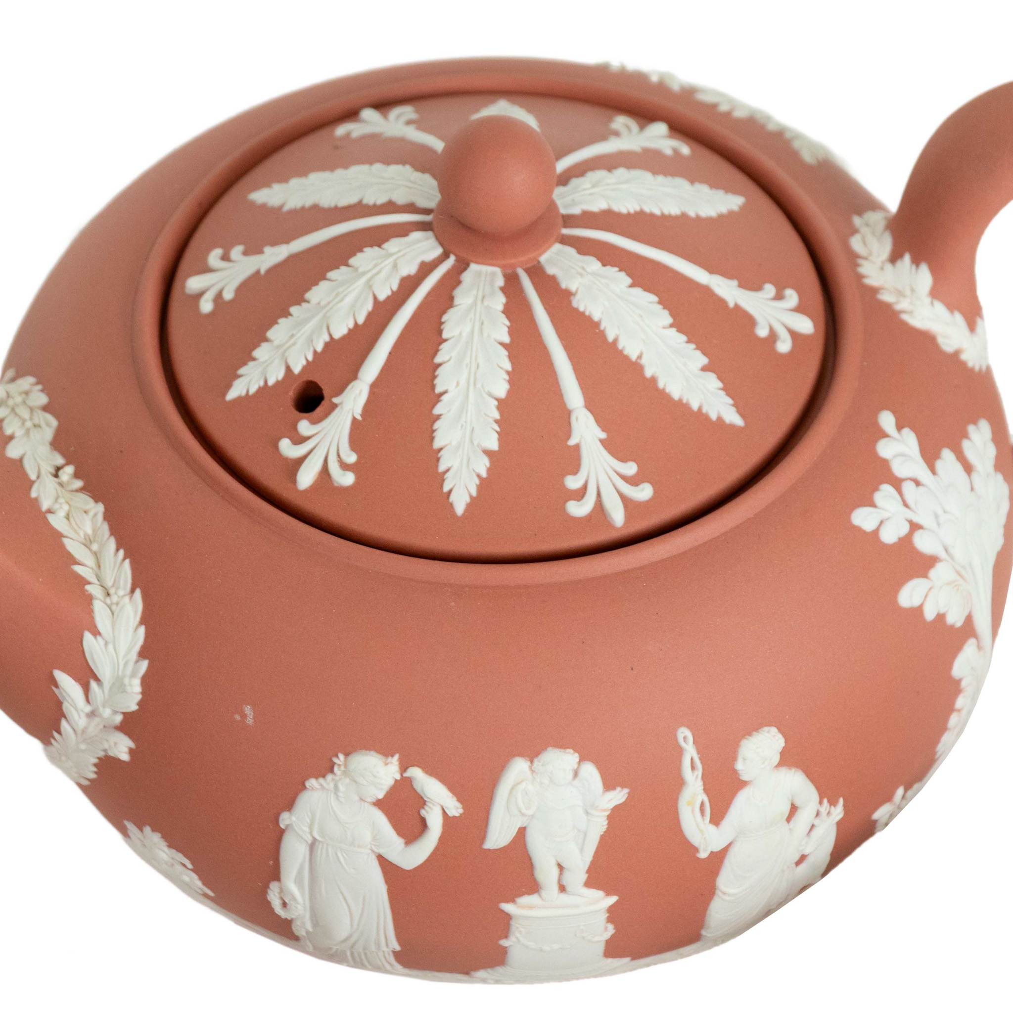 15 Piece WEDGWOOD Jasperware Cream on Terra Cotta Tea Service
