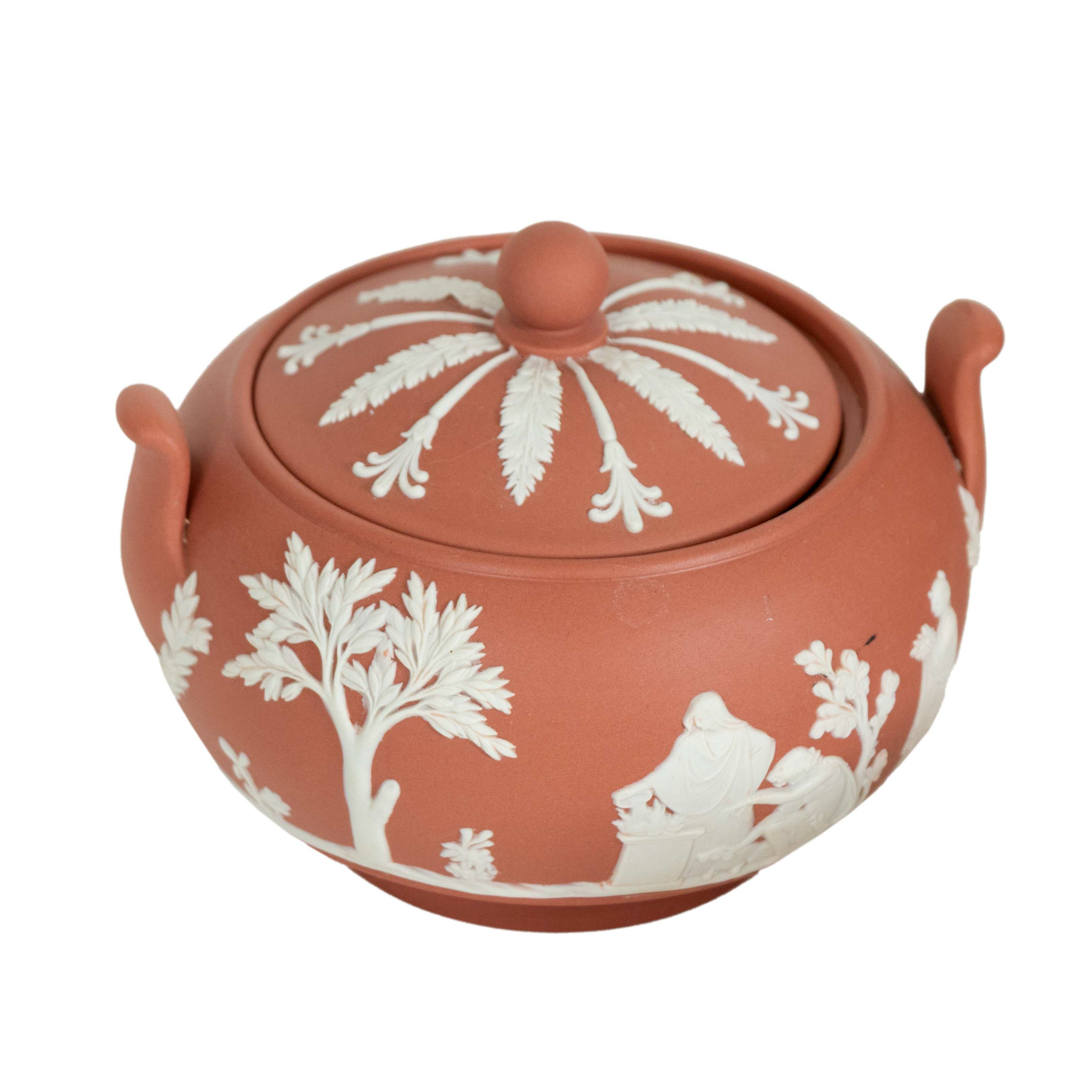 15 Piece WEDGWOOD Jasperware Cream on Terra Cotta Tea Service
