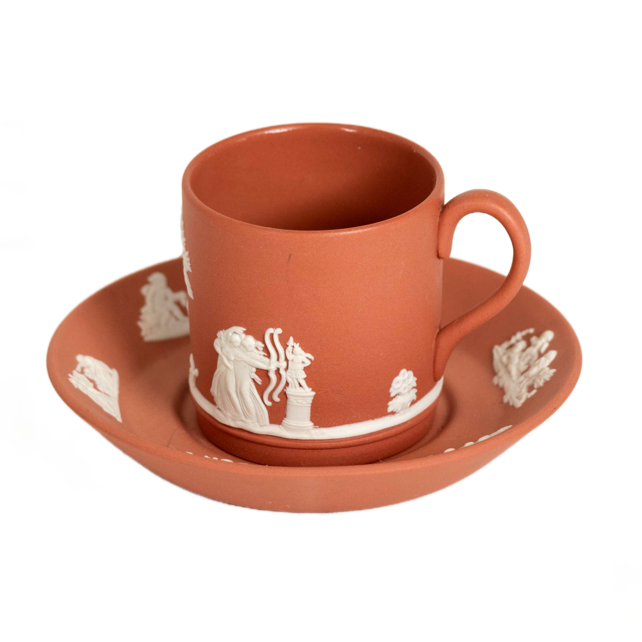 15 Piece WEDGWOOD Jasperware Cream on Terra Cotta Tea Service