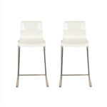 Pair of IKEA White Molded Seat Bar Stools on Chrome Base