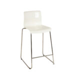 Pair of IKEA White Molded Seat Bar Stools on Chrome Base - Image 2