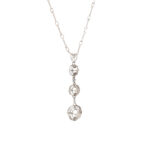 Vintage Art Deco Diamond Pendant Necklace in Platinum - Image 2