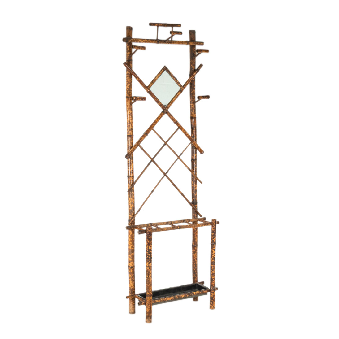 Vintage Scorched Bamboo Hall Tree with Mirror | Grandview Mercantile