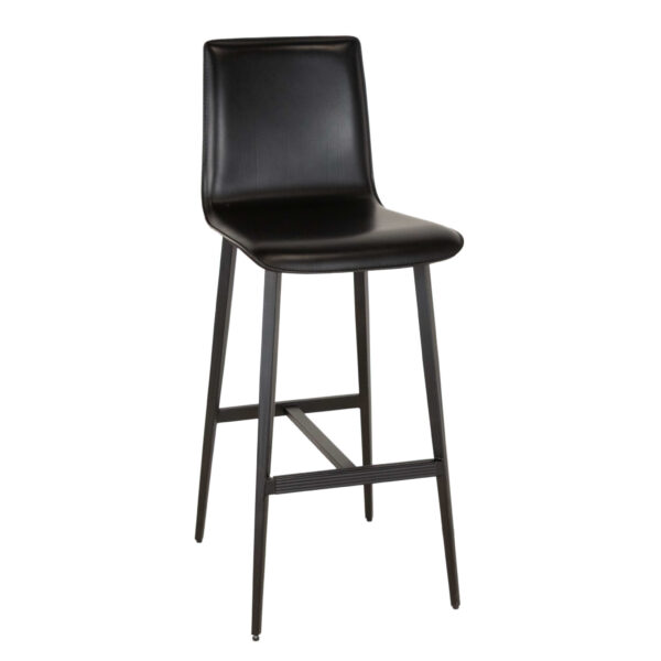 Set of 3 ROOM AND BOARD Hirsch Black Bonded Leather Stools