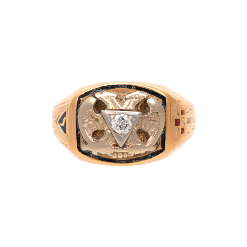 32nd Degree Freemasons Ring with Diamond Accent in 14 Karat Two Tone ...