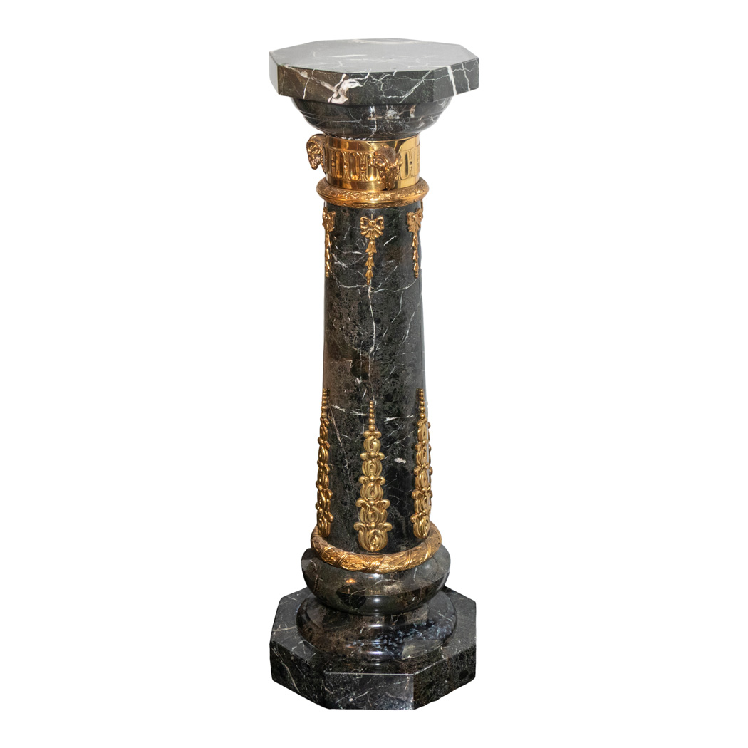 ZPING_200-2 Italianate Green Marble Pedestal with Ormolu Details - Image 1